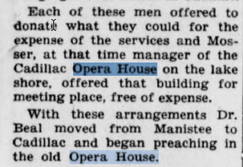 Cadillac Opera House - June 1951 Article